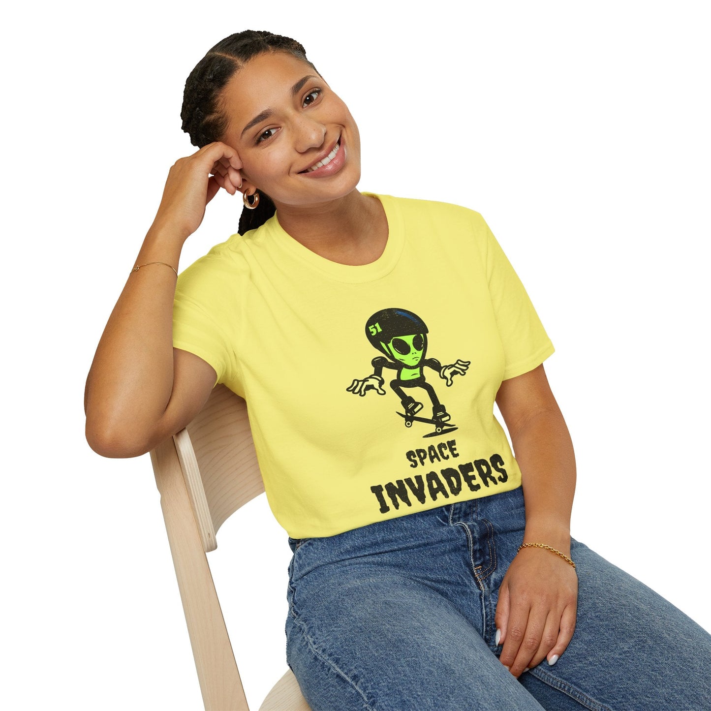 Alien Skateboard Space Invaders Shirt