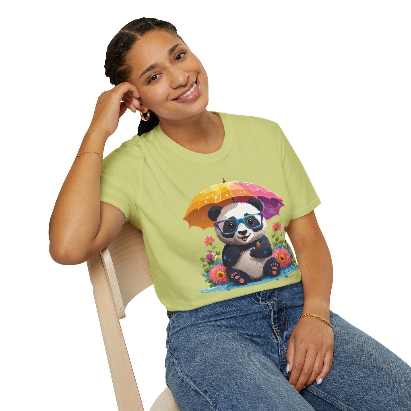 Unisex Panda Shirt Softstyle Tee 100 Percent Ring Spun Cotton Comfortable Animal Tee
