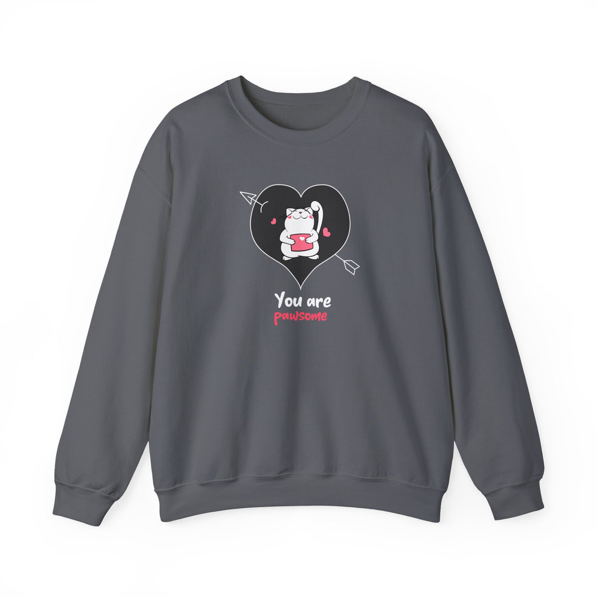 Cat Graphic Valentine's Day Sweatshirt Unisex 50/50 Cotton-Poly Animal Sweatshirt w10