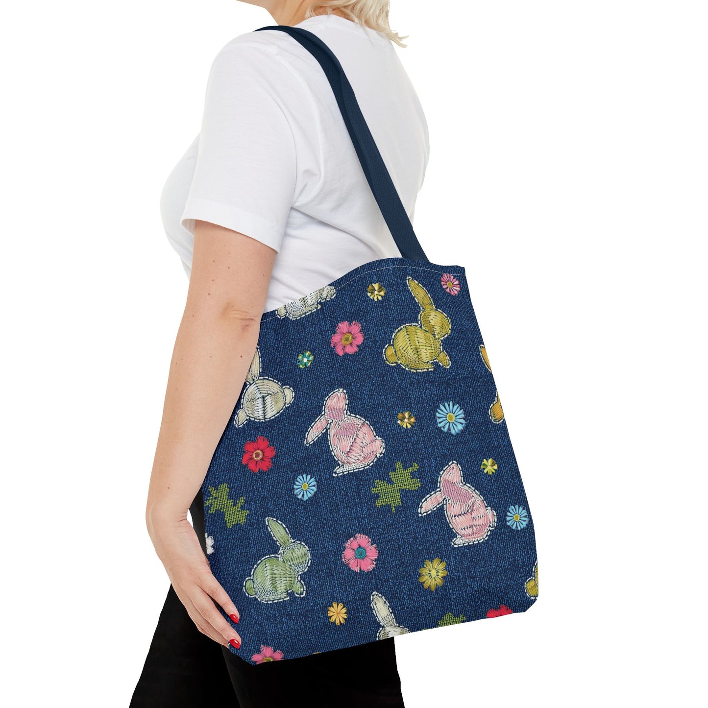 Easter Graphic Design Denim Fabric Imitation Print Unisex Canvas Bag Poly Spun 3 Sizes Tote Bag 204-7