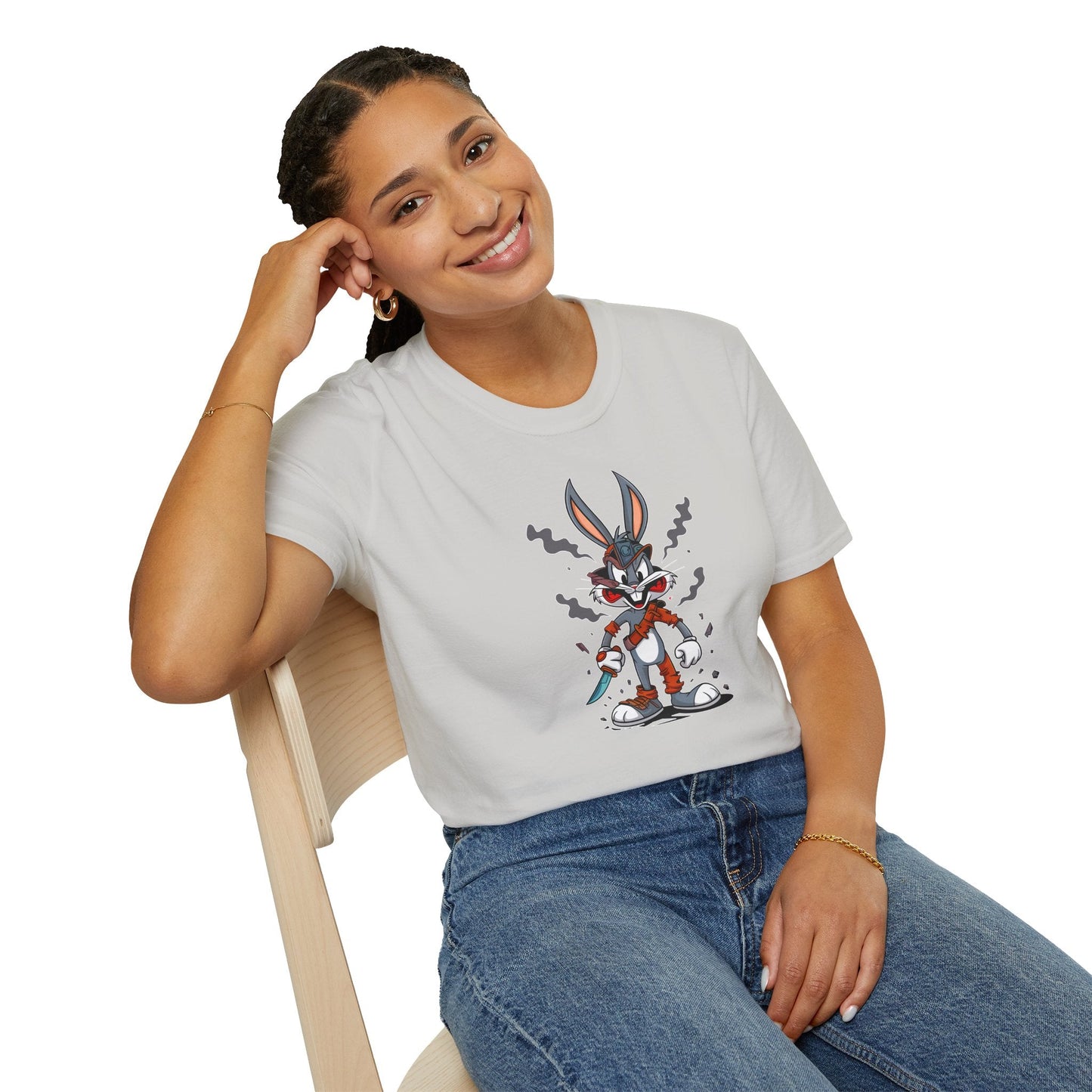 Bugs Bunny T Shirt 100 Percent Ring Spun Cotton Gildan Softstyle Unisex Cartoon Graphic Design