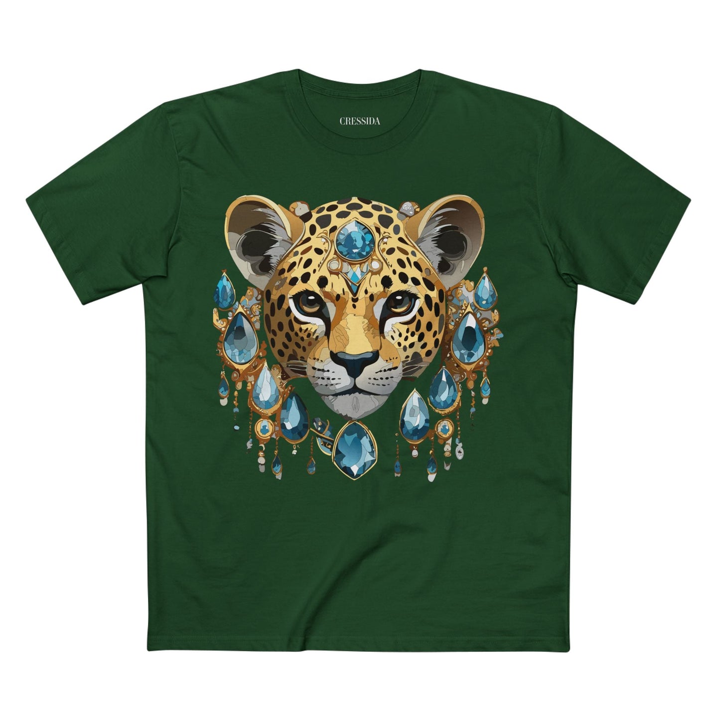 Cheetah Graphic Unisex 100 Cotton Tee With Unique Animal Golden Medallion Art Design 48