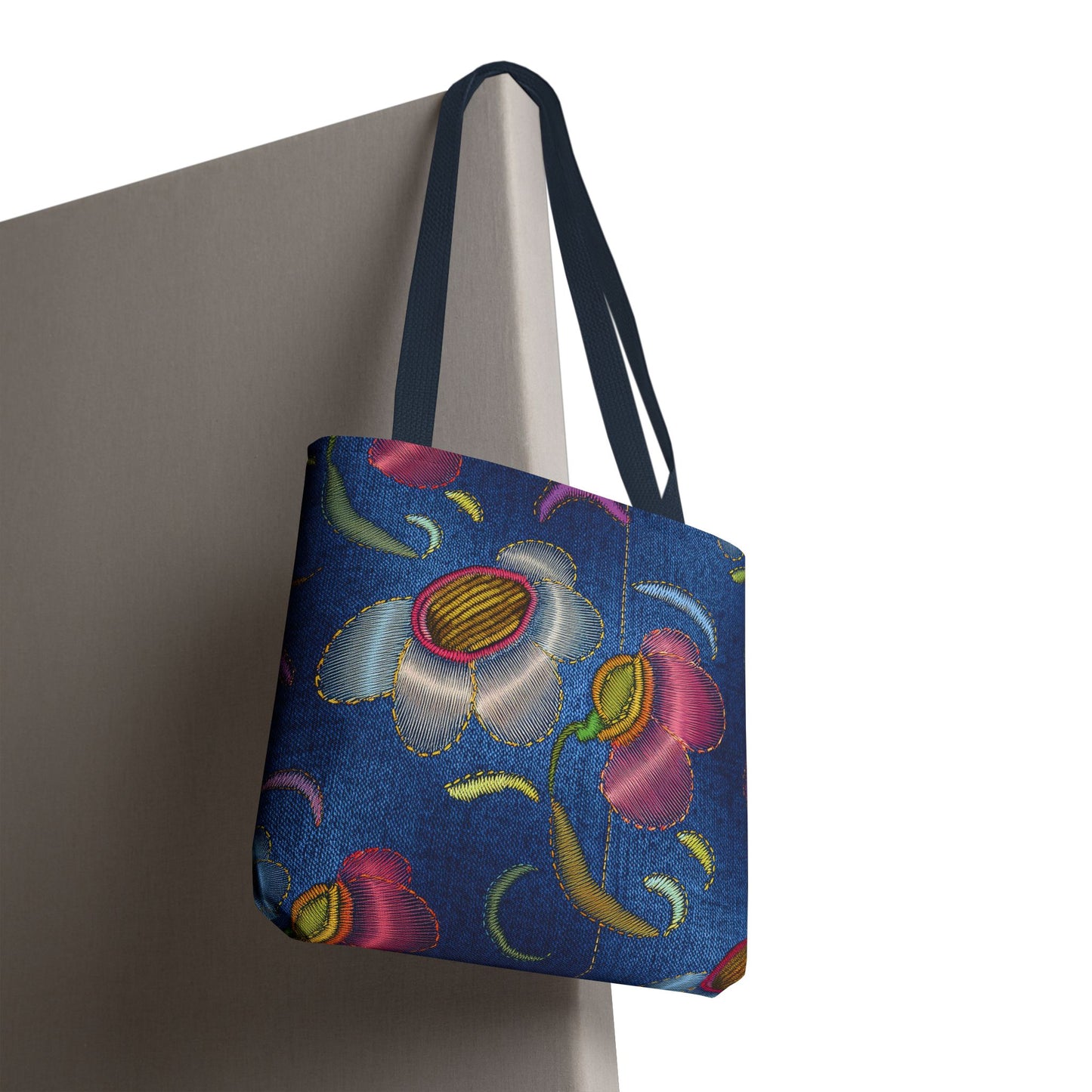 Denim Fabric Imitation Print Unisex Canvas Bag Poly Spun 3 Sizes Tote Bag 159-7