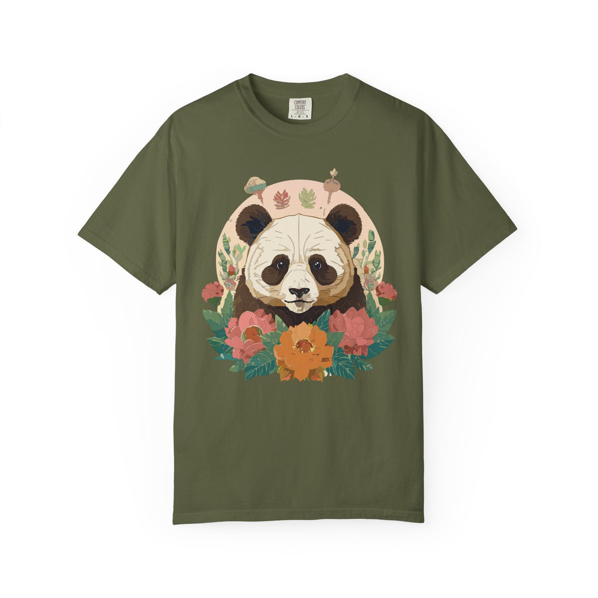 Panda Portrait T-Shirt Unisex Cotton Floral Chinese Graphic Circle Animal Art Tee p2