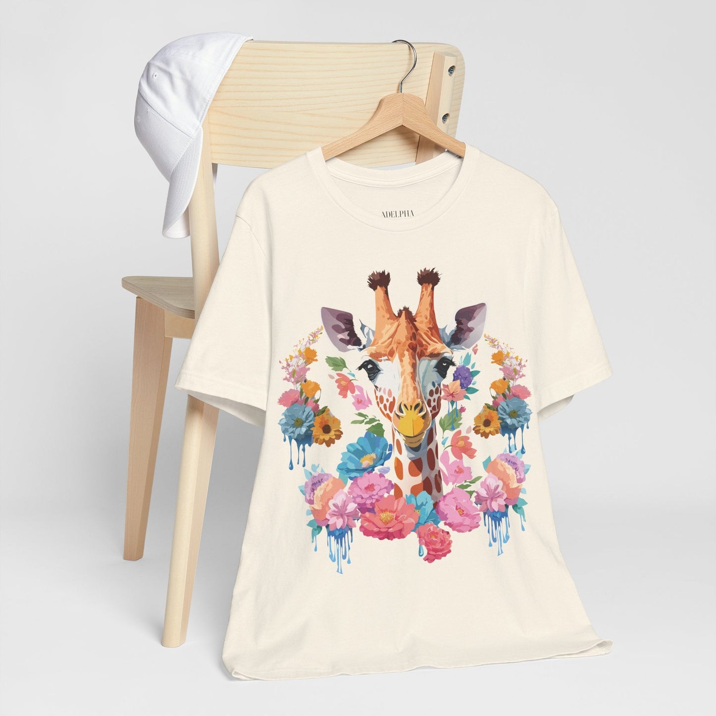 Giraffe Graphic Tee By Adelpha Unisex Short Sleeve Vintage Inspired Art Shirt Premium Quality