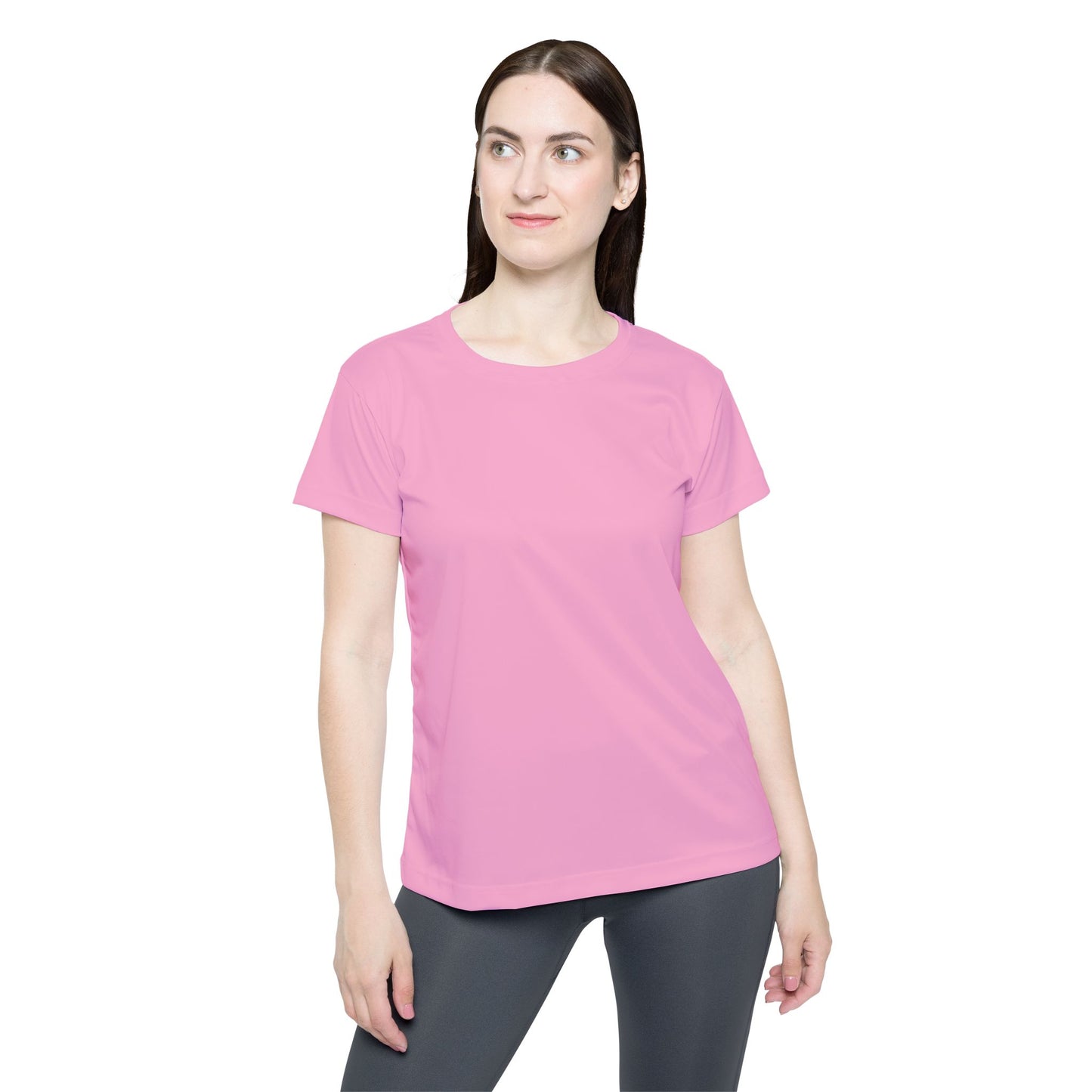 Blush Pop Pink Women's Sports Jersey Short Sleeves 100% Poly Solid Pink Color Print Athletic Tee