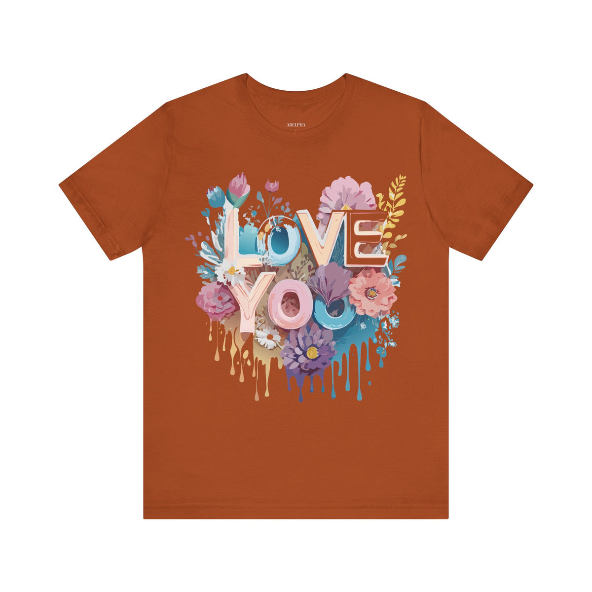 Valentine's Day Graphic Unisex Cotton Bella+Canvas Tee with Floral Art Design d127