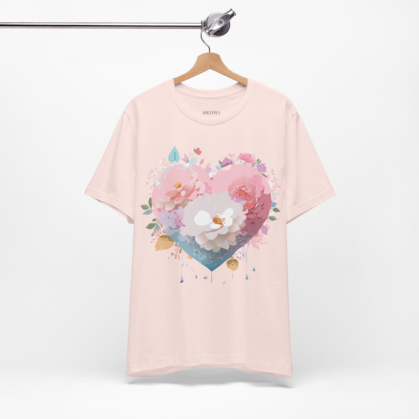 Valentine Day Graphic Unisex 100 Cotton Vintage Artwork with Love and Flower Design Tee 35