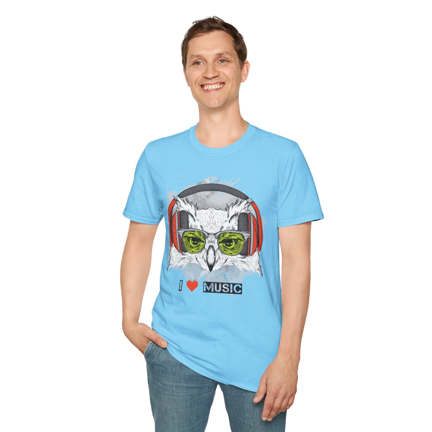 I Love Music Animals Shirt Unisex Tee With Headphones Graphic Design For Music Lovers