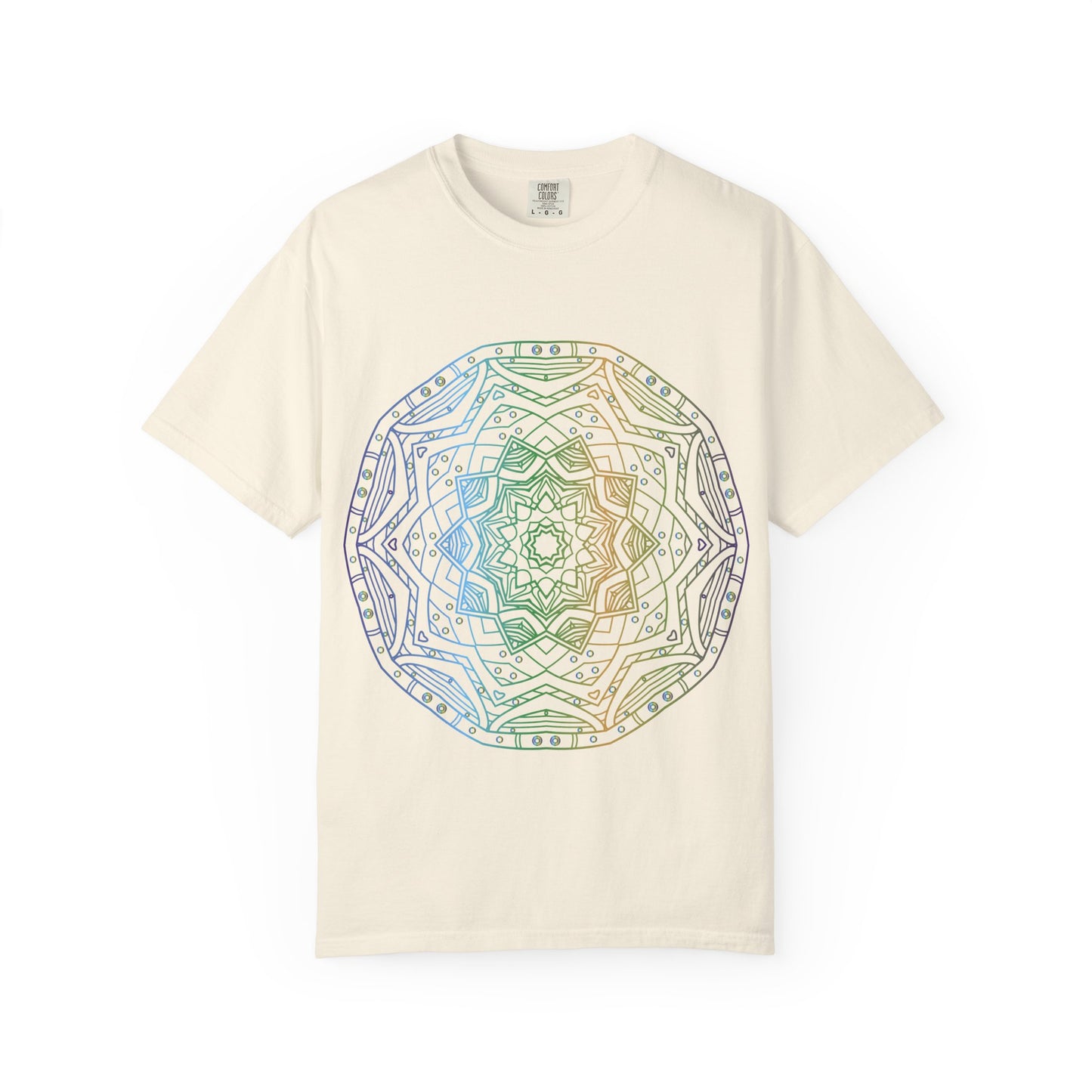 Unisex Garment Dyed Cotton T-Shirt with Mandala Graphic Design
