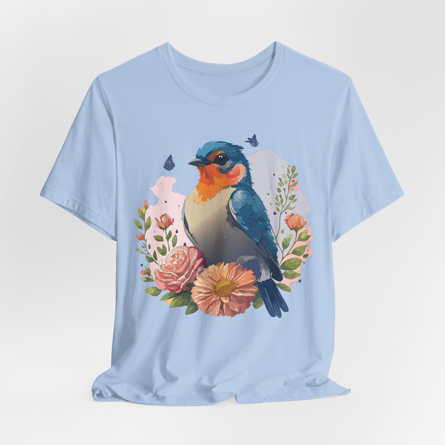 Floral Bird Tee, Animal Shirt, Bird Shirt, Floral Tee, Flower T-shirt, T-Shirt with Animal