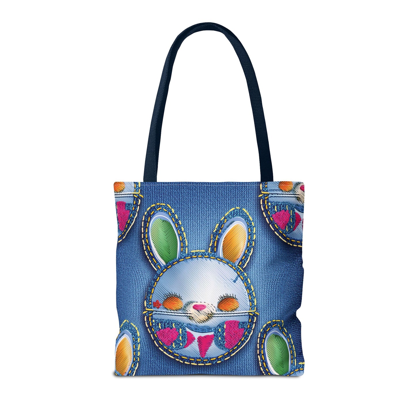 Denim Fabric Imitation Print Unisex Canvas Bag Poly Spun 3 Sizes Tote Bag 192-3