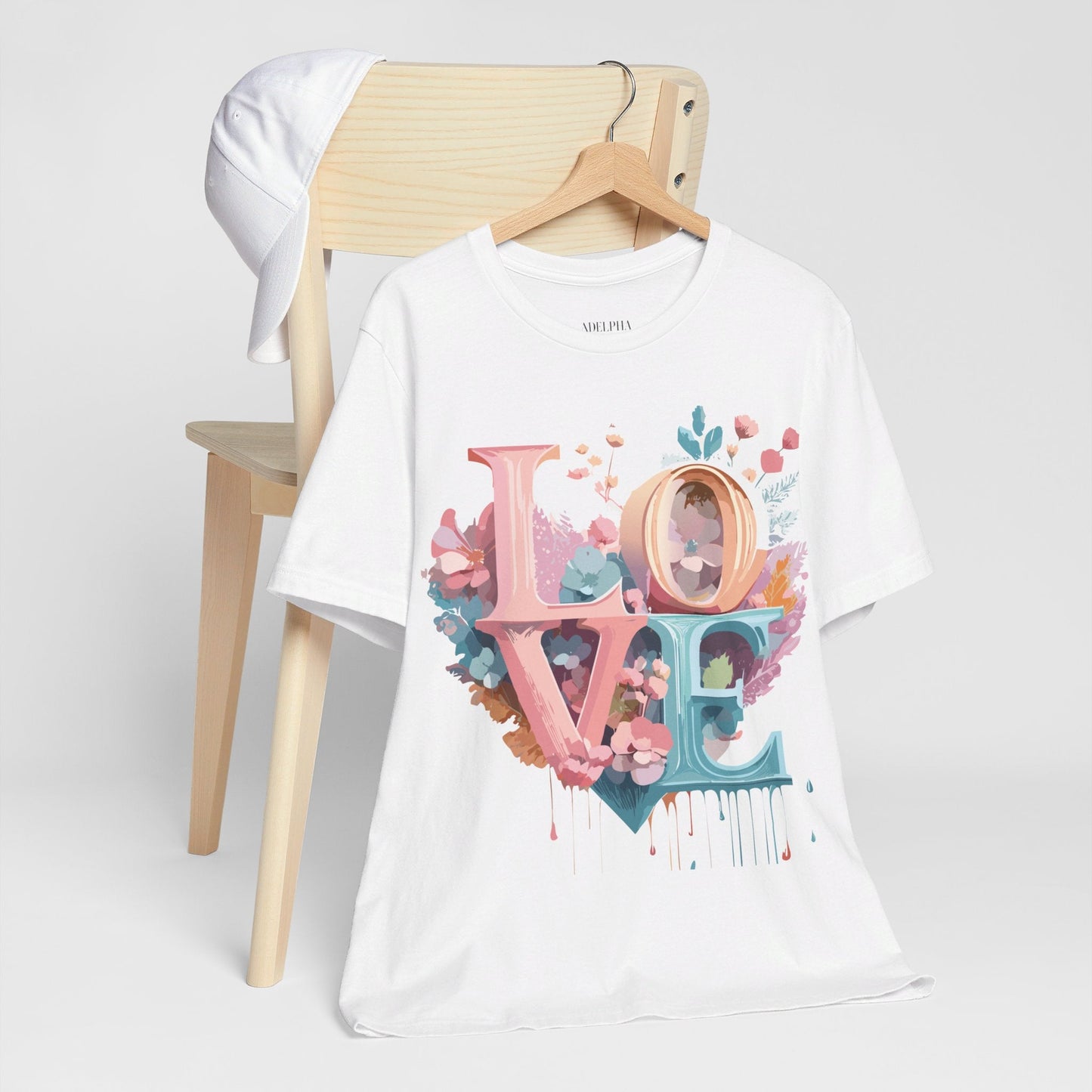Valentine Day Graphic Unisex 100 Cotton Vintage Artwork with Love and Flower Design Tee 53