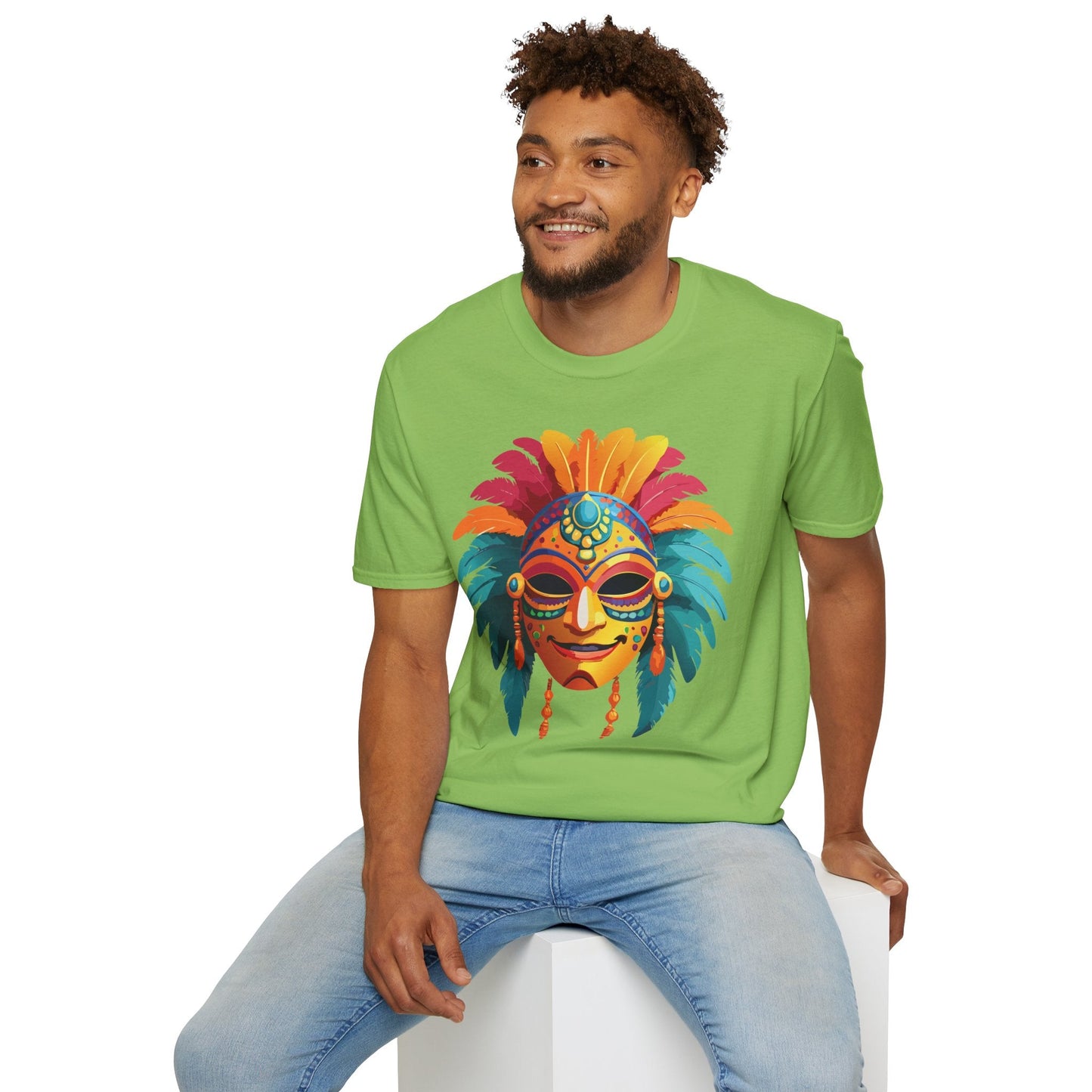 Mask Tee Shirt Unisex Softstyle Gildan 64000 100 Percent Ring Spun Cotton Masquerade Tee