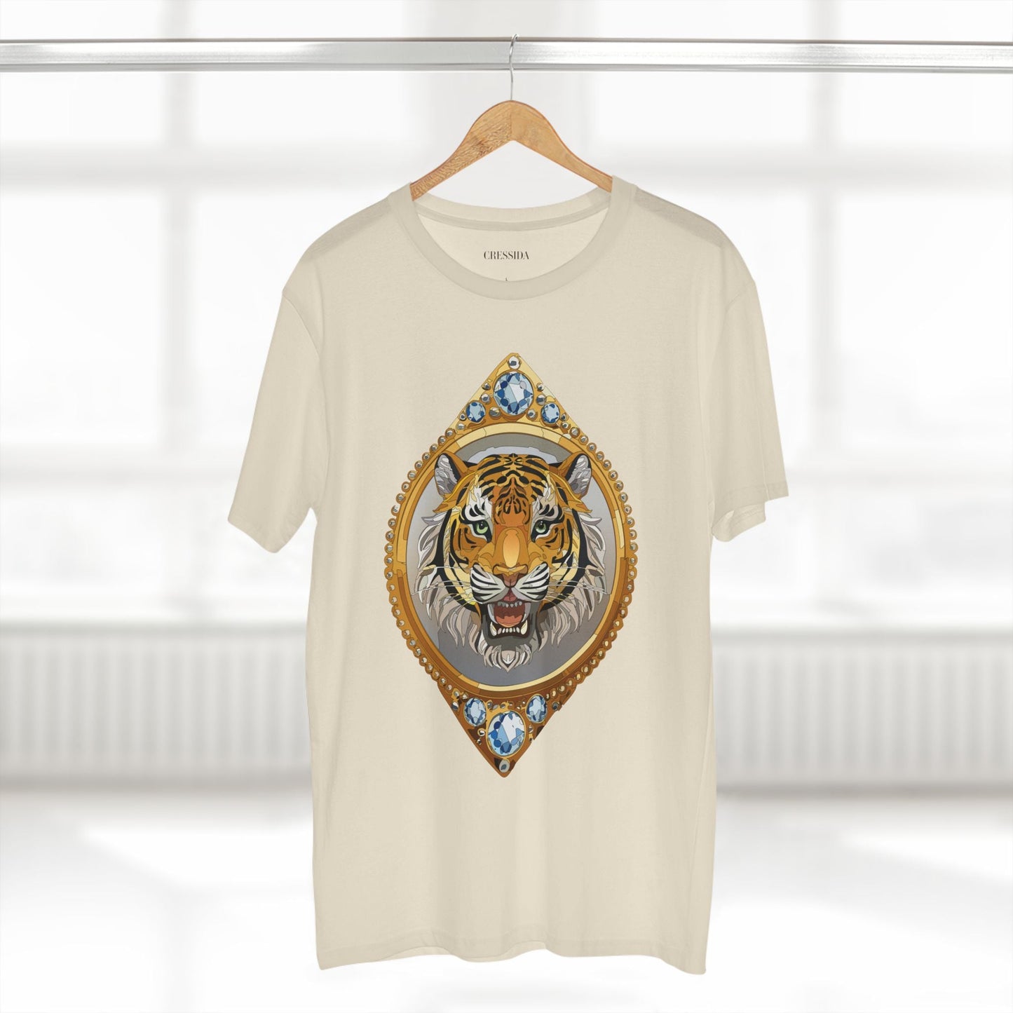 Tiger Graphic Unisex 100 Cotton Tee With Unique Animal Golden Medallion Art Design 1