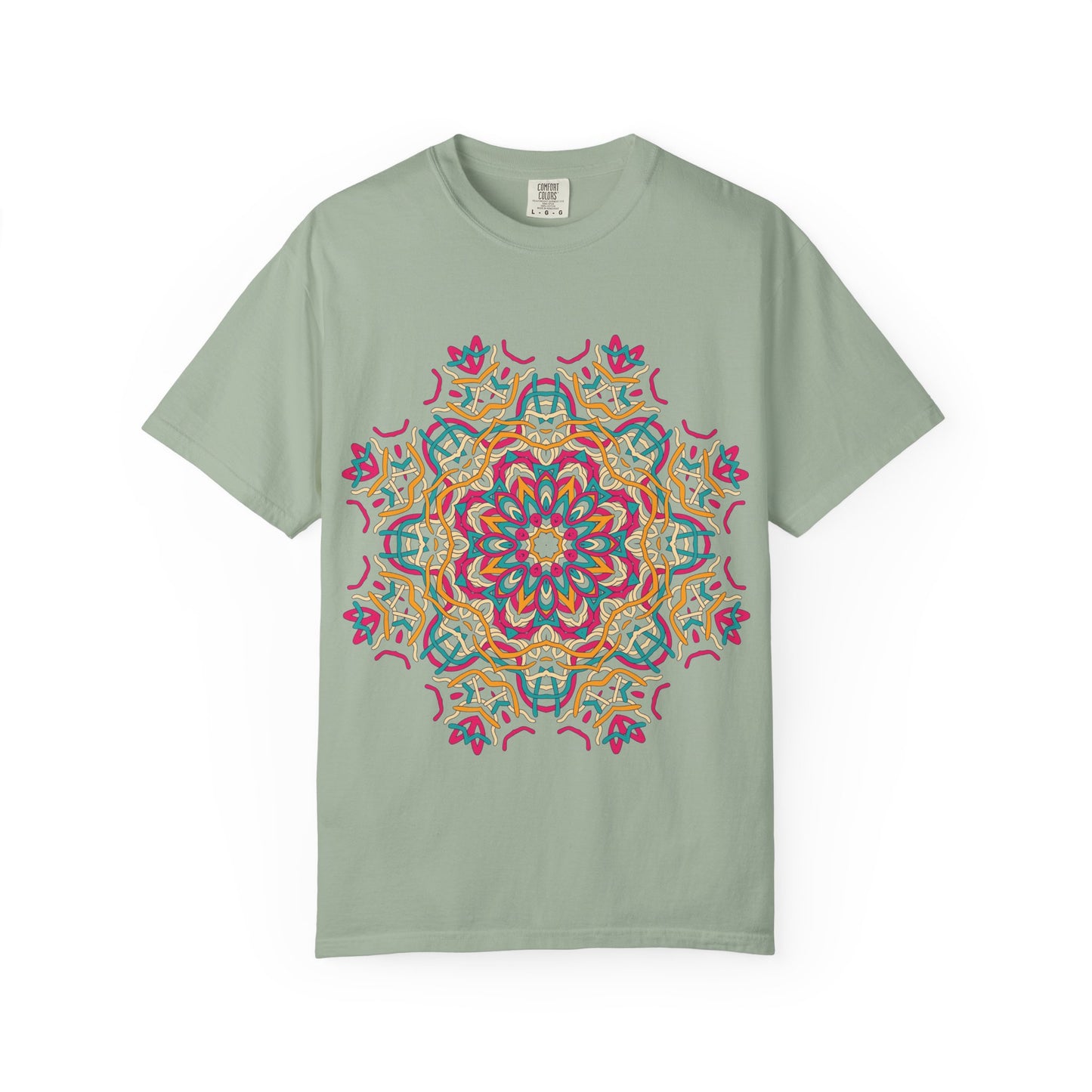 Unisex Garment Dyed Cotton T-Shirt with Mandala Graphic Design