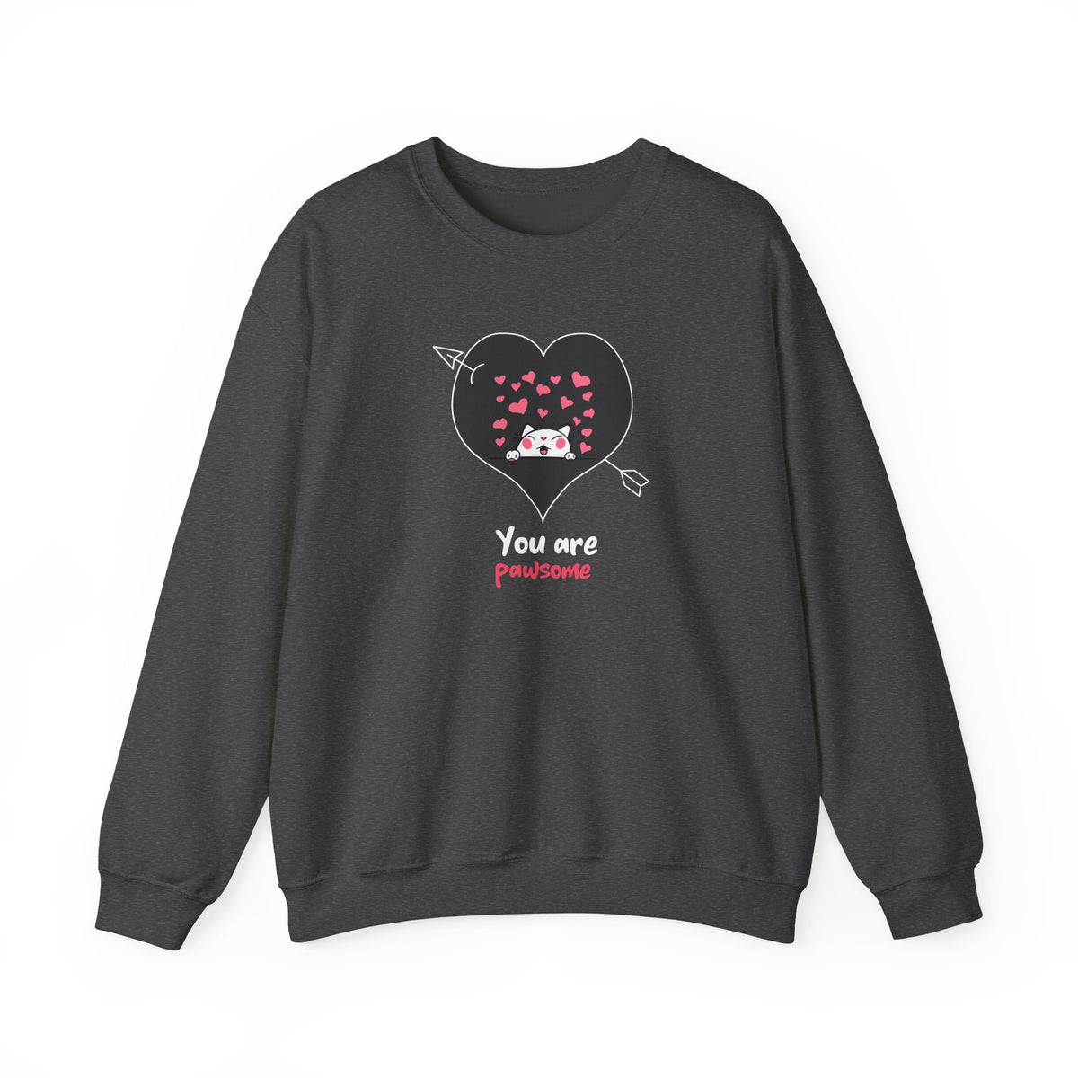 Cat Graphic Valentine's Day Sweatshirt Unisex 50/50 Cotton-Poly Animal Sweatshirt w11
