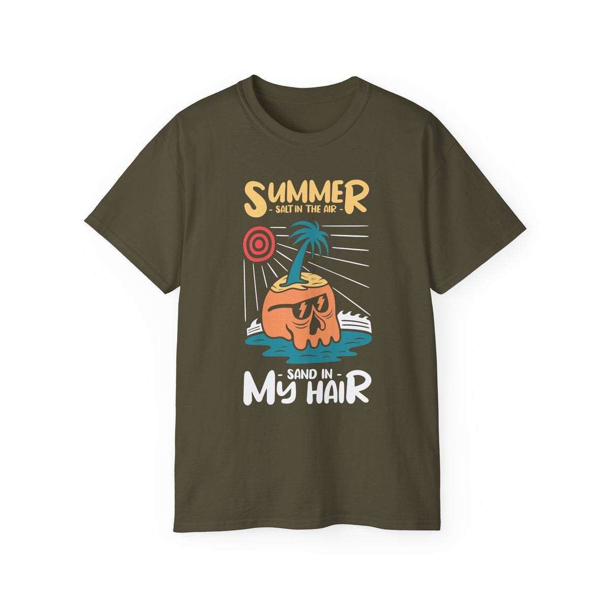 Summer Coconut Character T-Shirt | Sand in My Hair Beach Tee