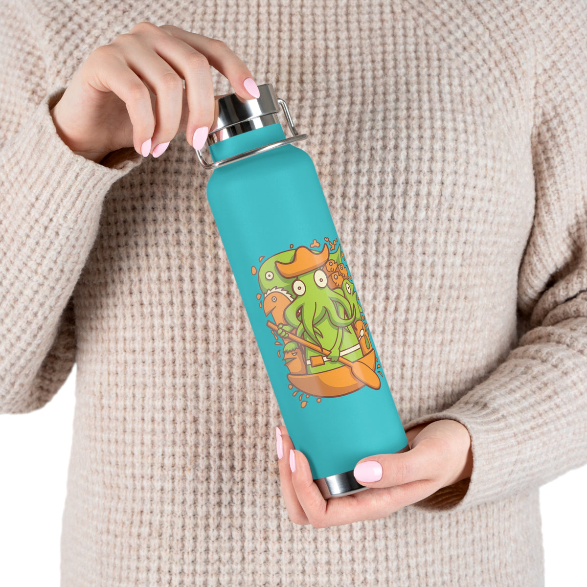 22oz Copper Insulated Water Bottle with Cartoon Design - CV76