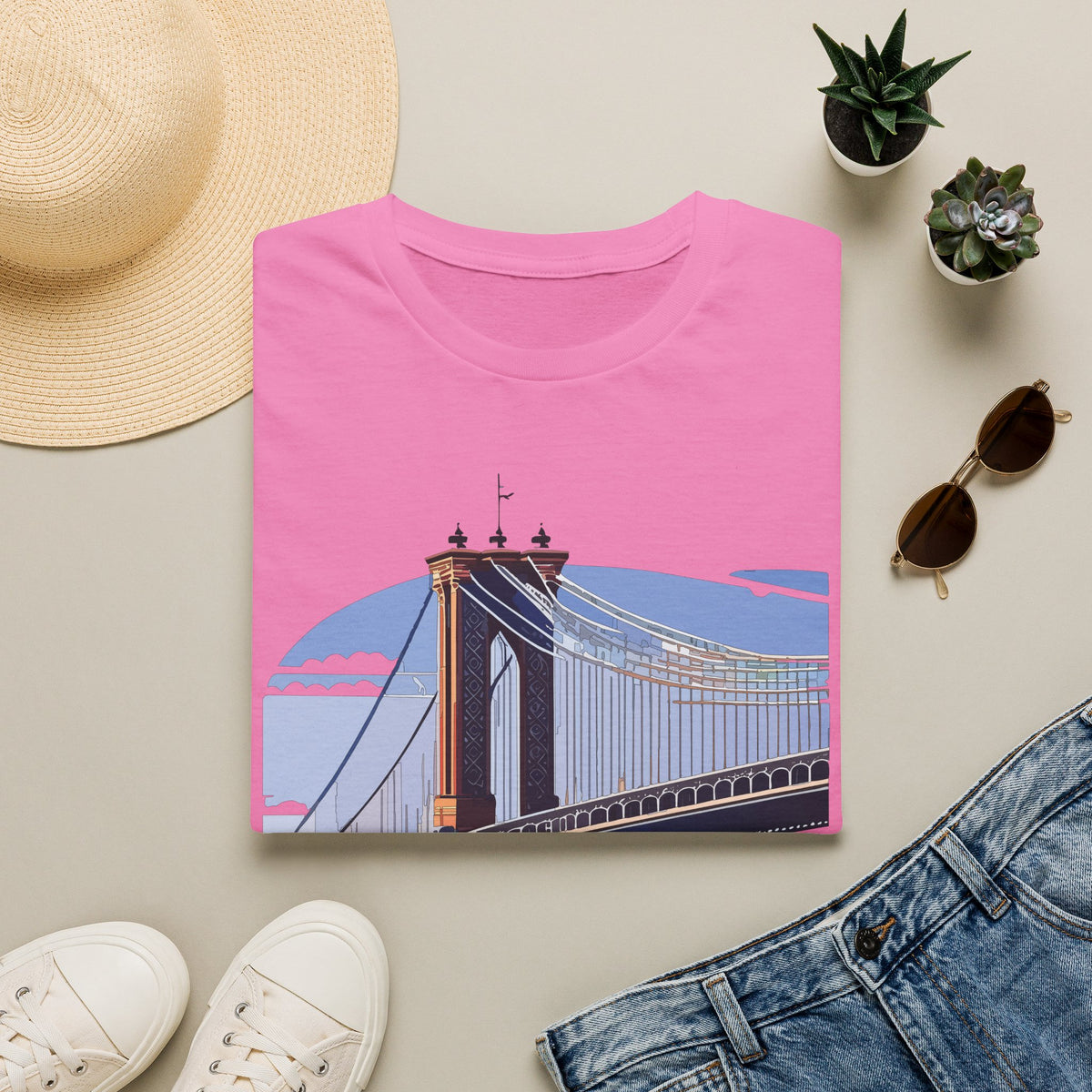 Brooklyn Bridge Illustration T-Shirt | NYC Skyline Graphic Tee