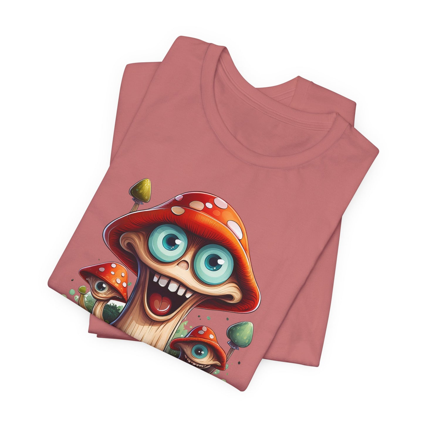 Cute Mushroom Graphic Tee, Fun Cartoon Shirt, Funny Mushroom Shirt, Cute Cartoon Tees, Graphic T-Shirt, Art Design T-Shirt
