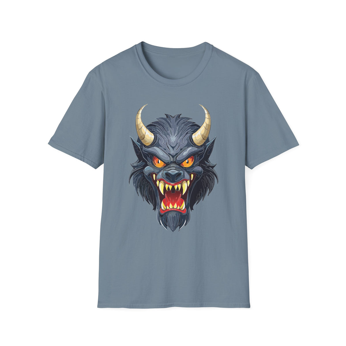 Demonic Wolf Monster Graphic T-Shirt Cartoon Graphic Tee Unisex 100 Cotton Gildan T-Shirt