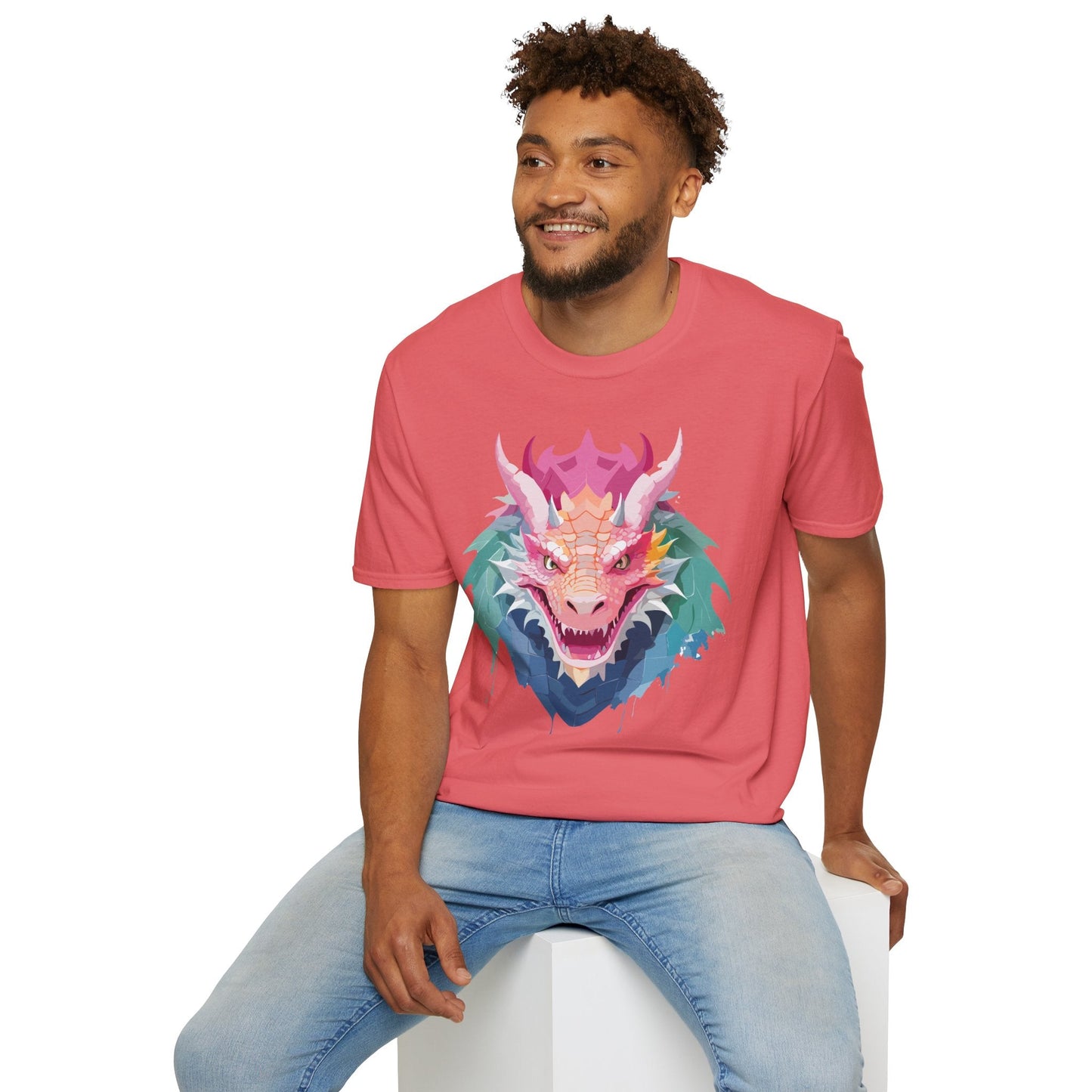 Dragon T Shirt Unisex Softstyle Cotton Tee With Animal Art Design Graphic Print Artwork