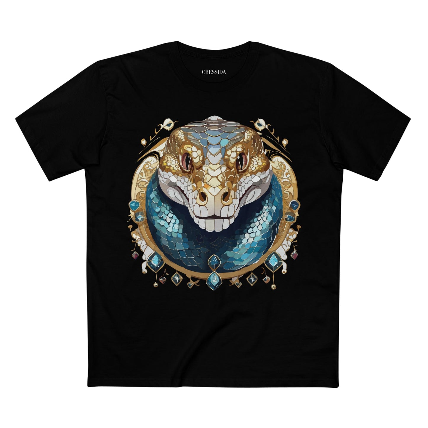 Snake Graphic Unisex 100 Cotton Tee With Unique Animal Golden Medallion Art Design 43