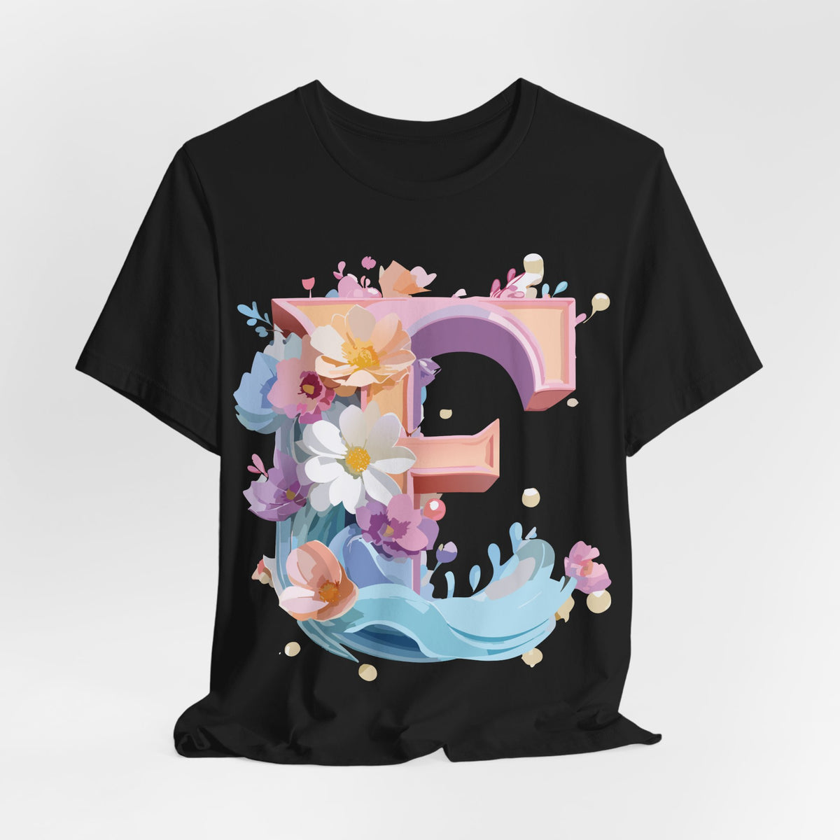Letter E Graphic Unisex Cotton Bella+Canvas Tee with Art Letter Design