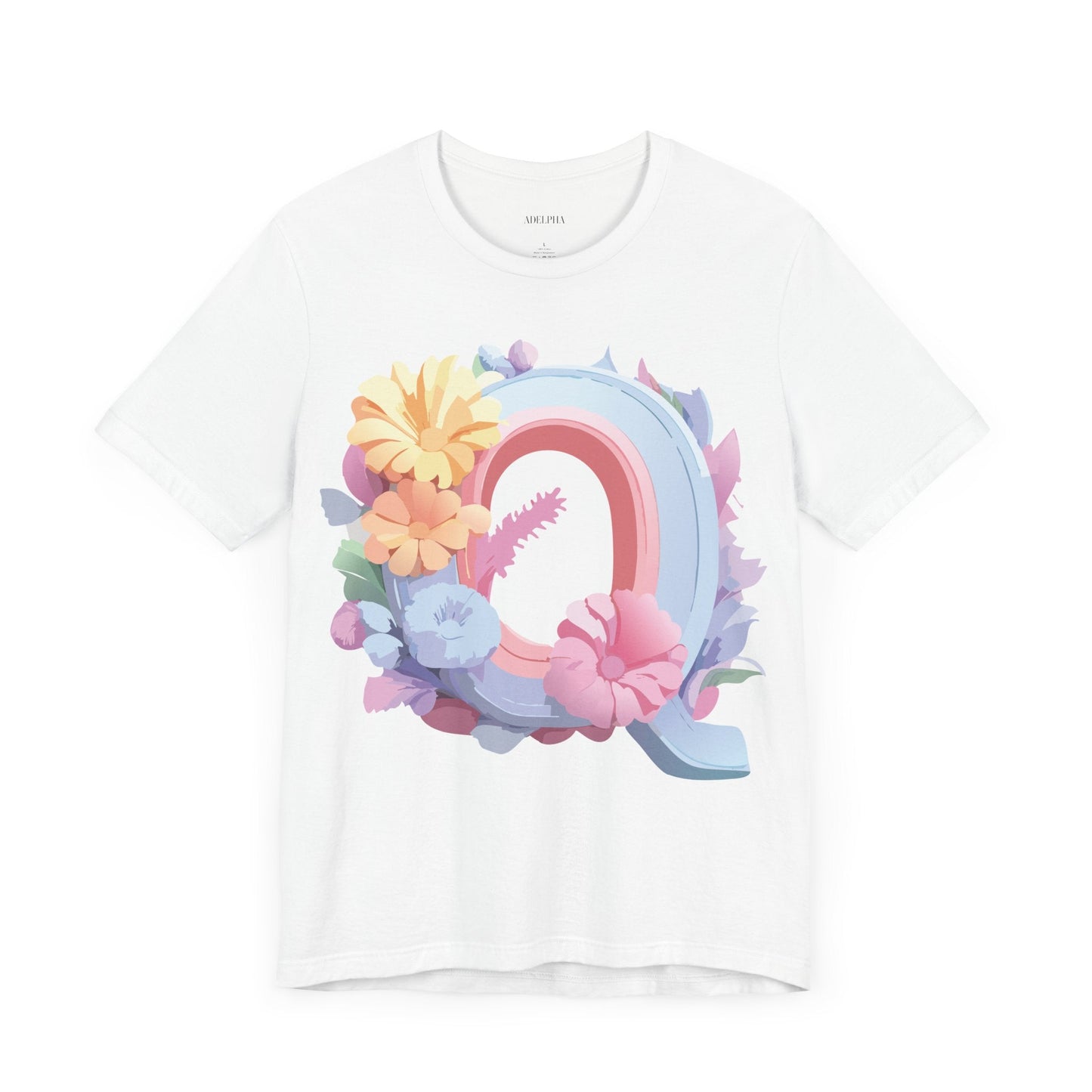 Unisex Letter Q Graphic Tee By Adelpha Vintage Inspired Art Design Short Sleeve Shirt