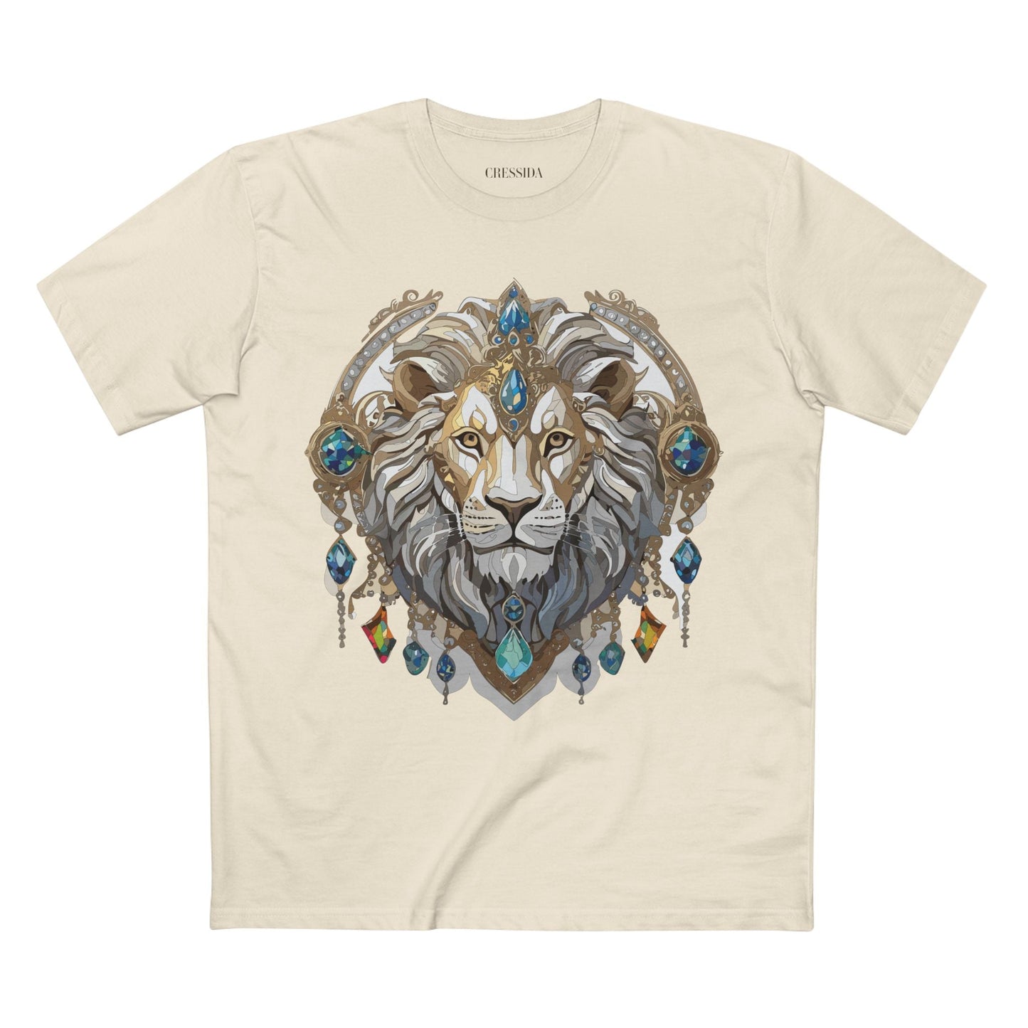 Lion Graphic Unisex 100 Cotton Tee With Unique Animal Golden Medallion Art Design 58