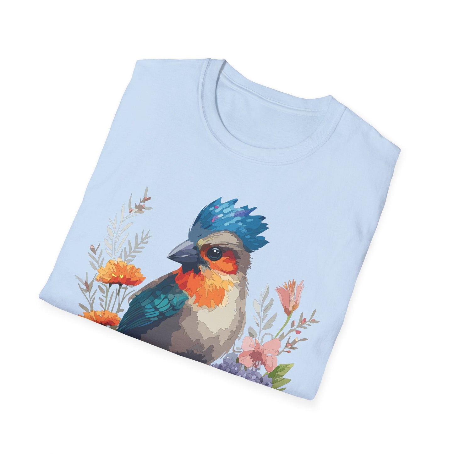 Floral Bird T Shirt Unisex Softstyle Tee 100 Percent Ring Spun Cotton Gildan 64000