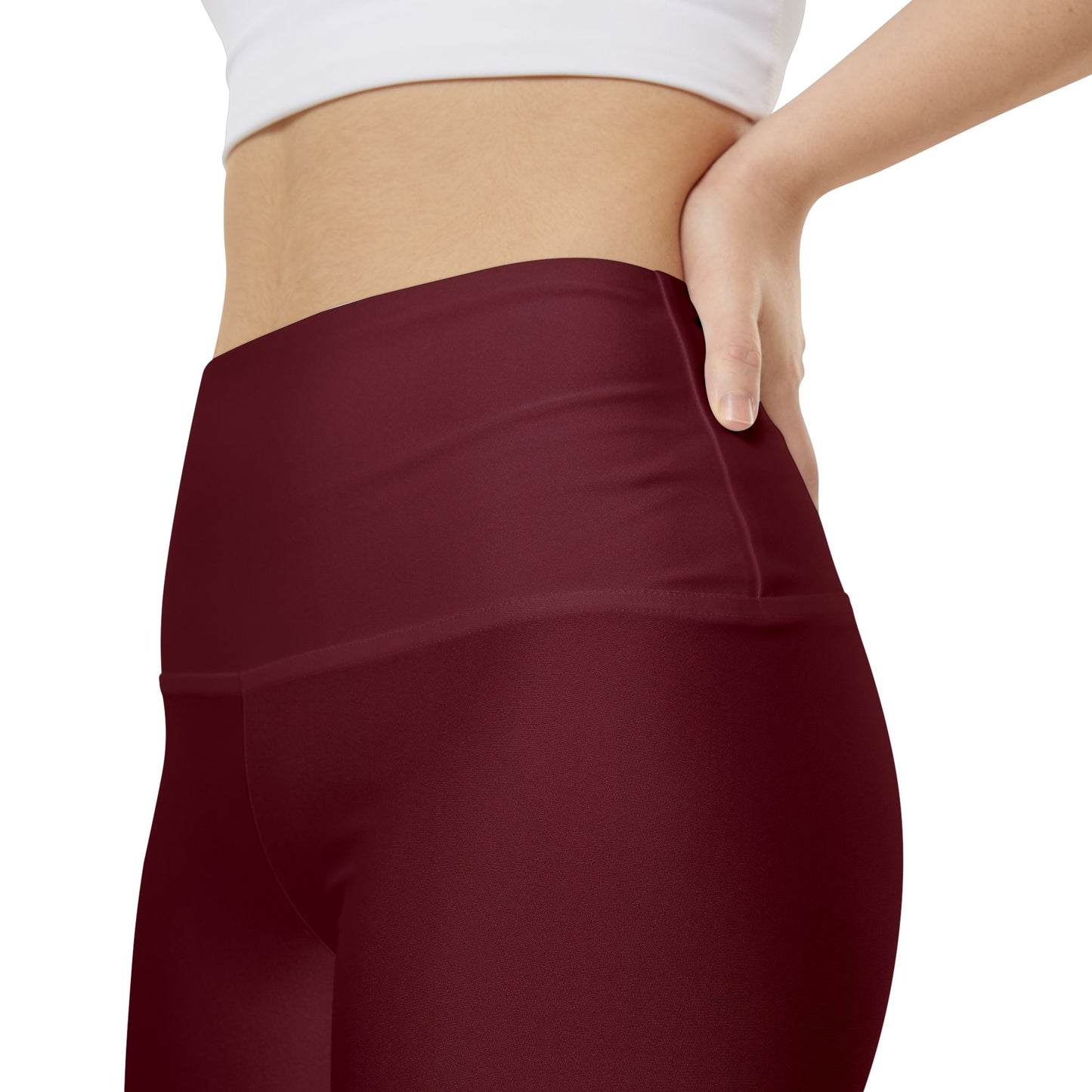 Black Cherry Red Women’s High-Waist Workout Shorts — Burgundy Athletic Biker Shorts