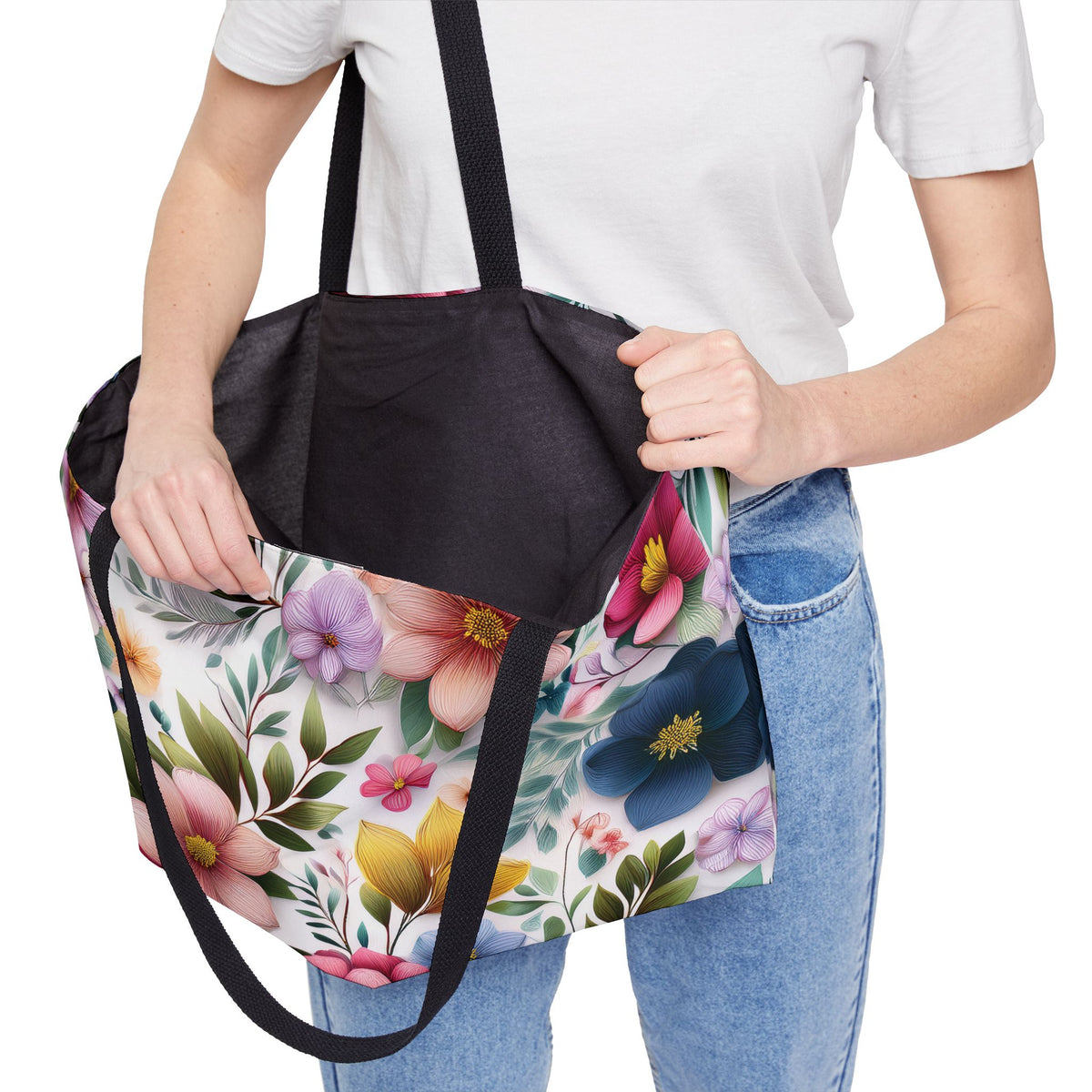 Floral Print Poly Canvas Weekender Bag 18