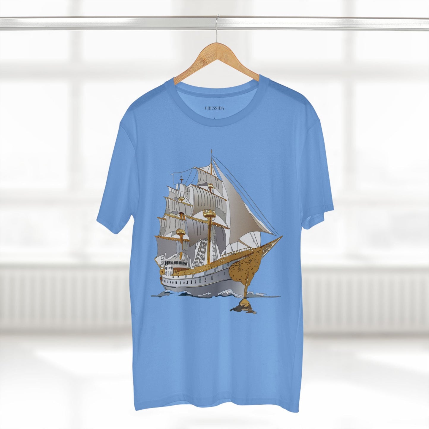 Ship Graphic Unisex 100 Cotton T-Shirt with Gold Frigate Art Design 6