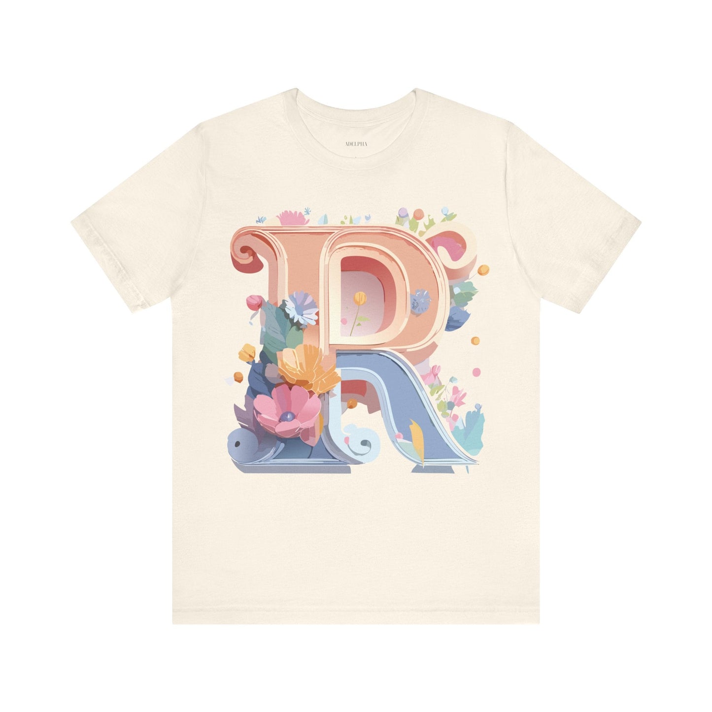Letter R  Graphic Tee Unisex Short Sleeve Vintage Art Design Tee