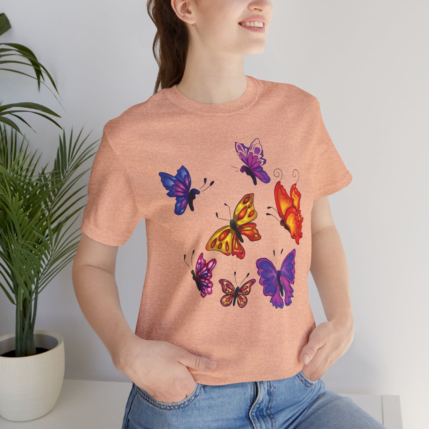 Cotton Tee Shirt with Butterfly Prints