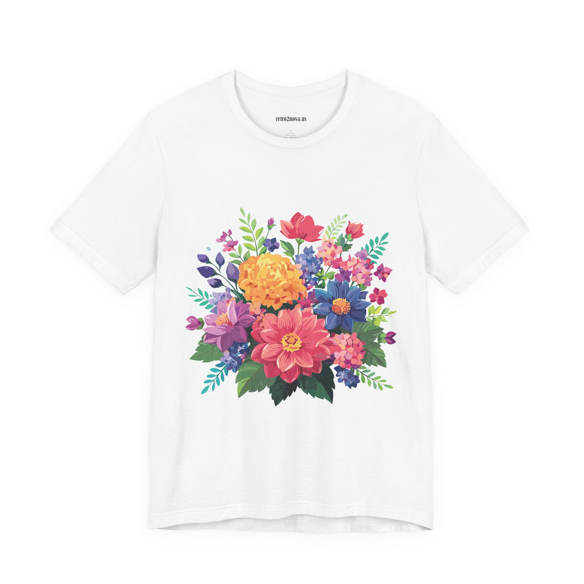 Floral Graphic Unisex Cotton Bella+Canvas Tee with Flowers Design ab17