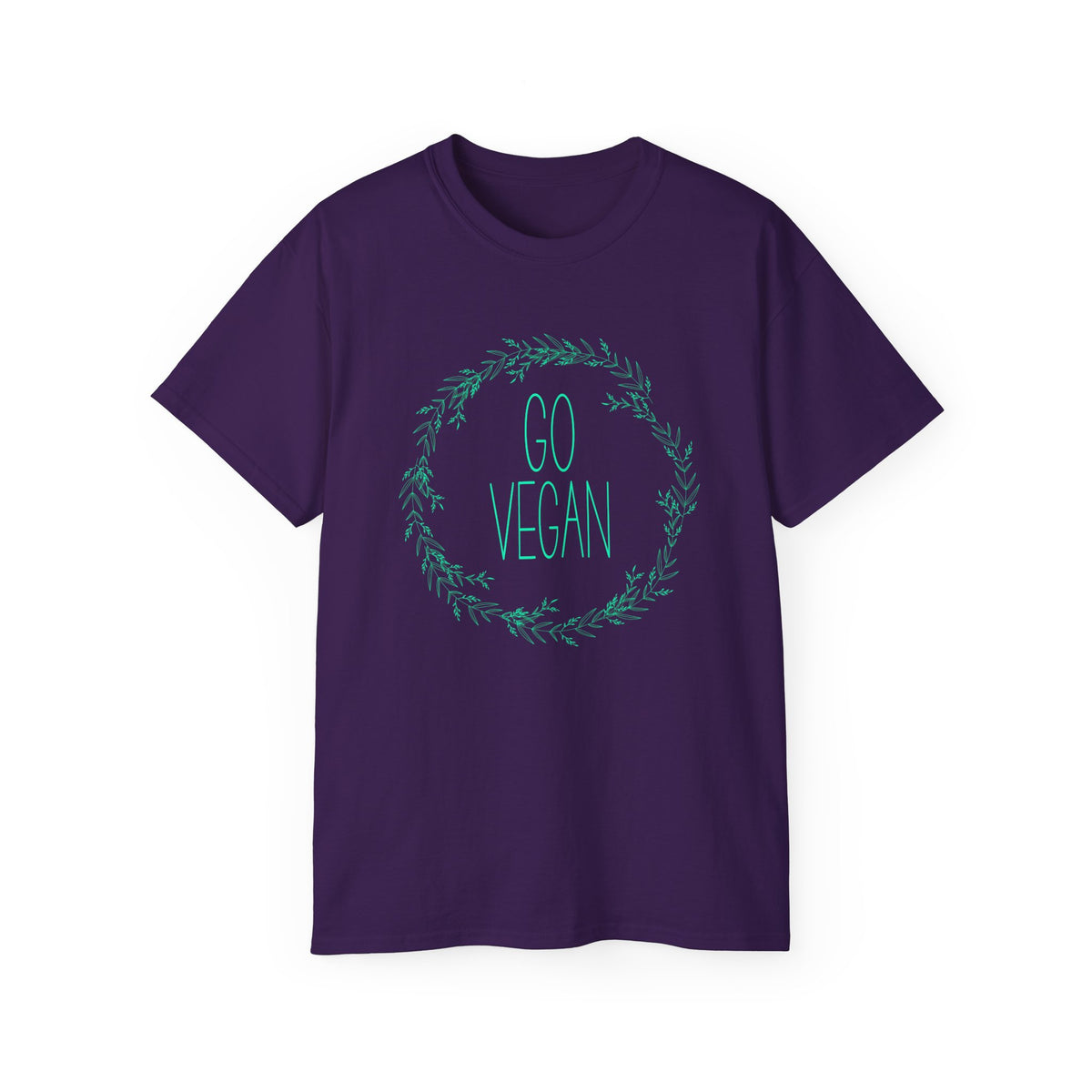Go Vegan Wreath Tee | Plant-Based Vegan Shirt, Green Botanical Design