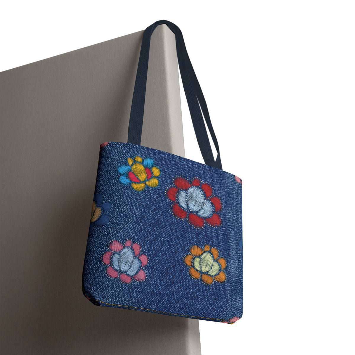 Denim Fabric Imitation Print Unisex Canvas Bag Poly Spun 3 Sizes Tote Bag 159-15