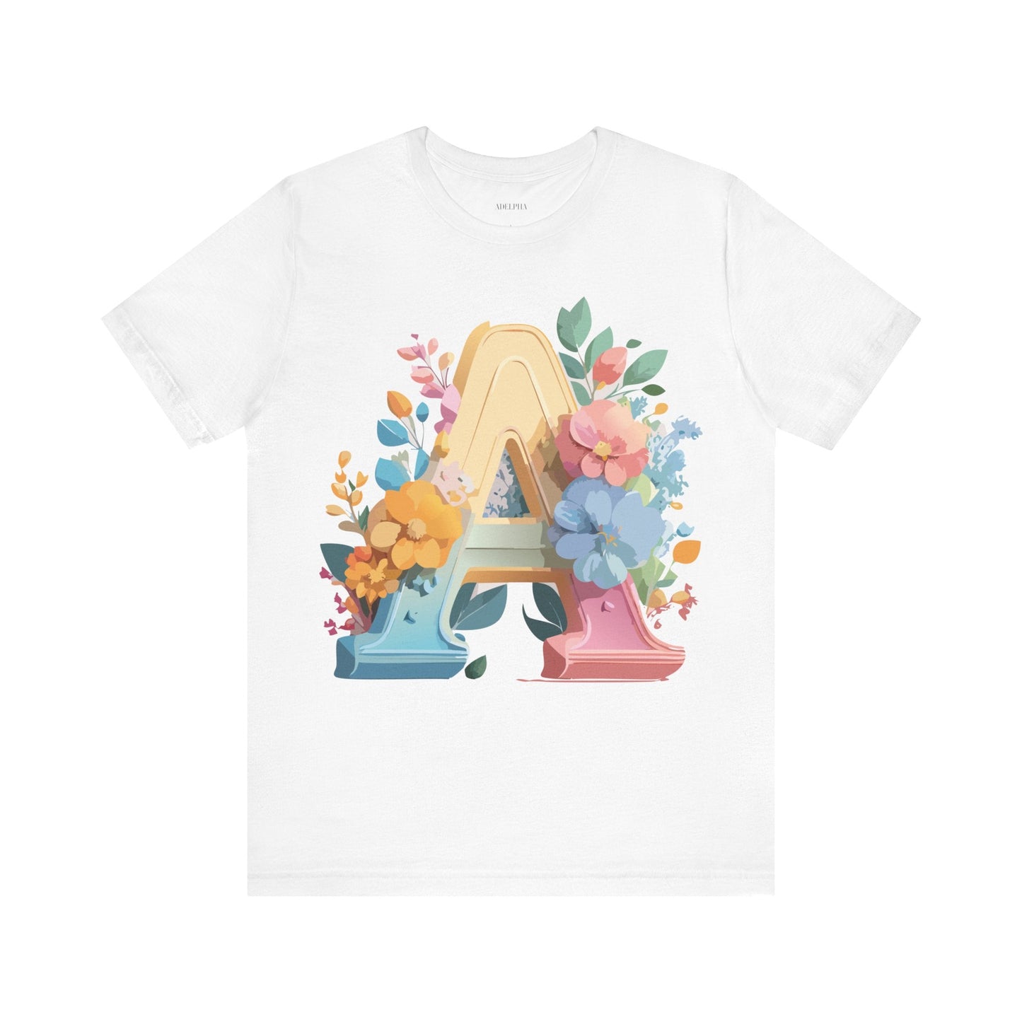 Letter A Shirt Graphic Tee Unisex Short Sleeve by Adelpha Vintage Inspired Art Tee