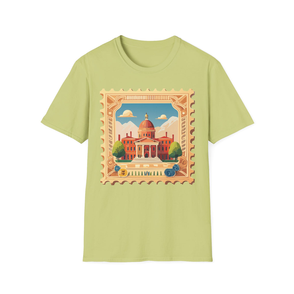 Vintage Postage Stamp Capitol Illustration T-Shirt | Architectural Travel Graphic Tee Unisex 100 Cotton Gildan T-Shirt