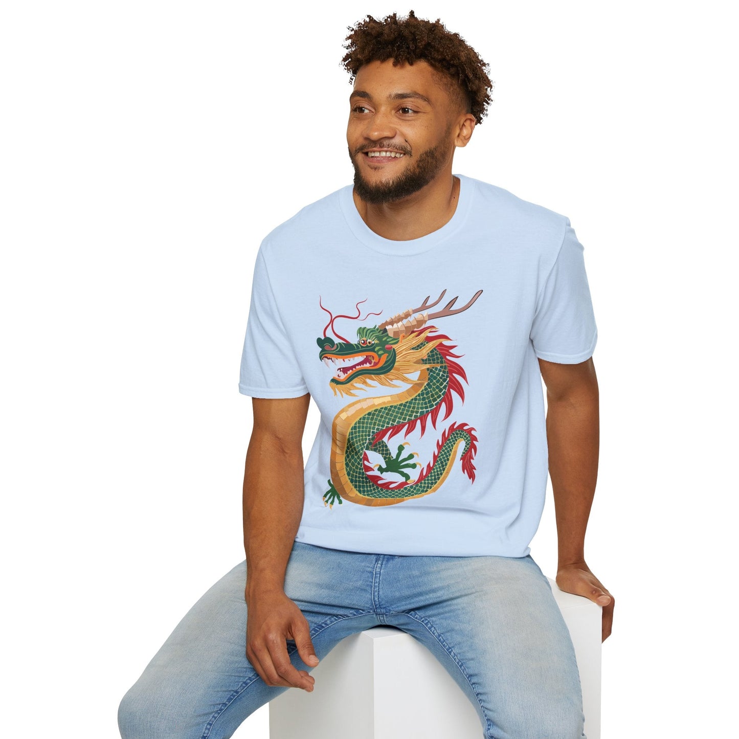 Dragon Graphic Unisex Cotton Softstyle Art Design Tee With Animals 9