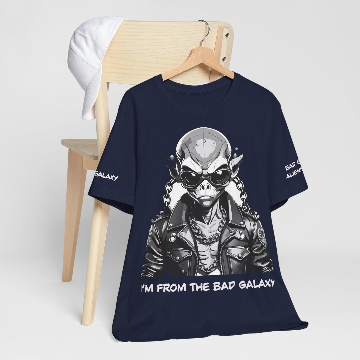 Graphic Cotton T Shirt Unisex Short Sleeve Alien Artwork By Bad Galaxy Premium Everyday Wear