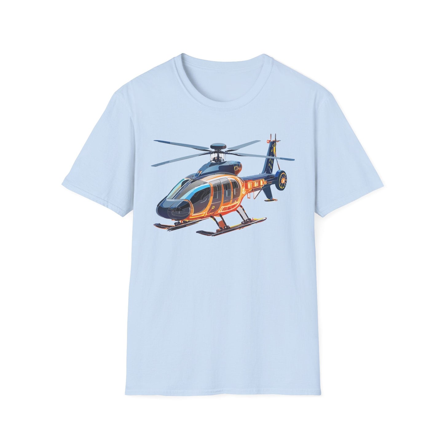 Unisex Helicopter Graphic T Shirt Softstyle 64000 Short Sleeve Chopper Tee For Everyday Comfort