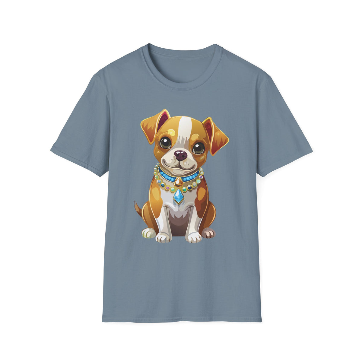 Cute Brown Puppy Illustration T-Shirt | Cartoon Dog Portrait, Pet Lover Tee