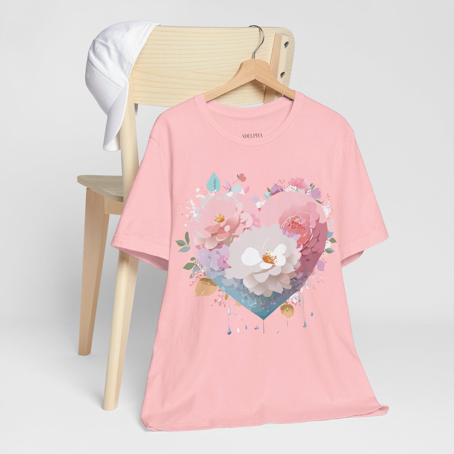 Valentine Day Graphic Unisex 100 Cotton Vintage Artwork with Love and Flower Design Tee 35