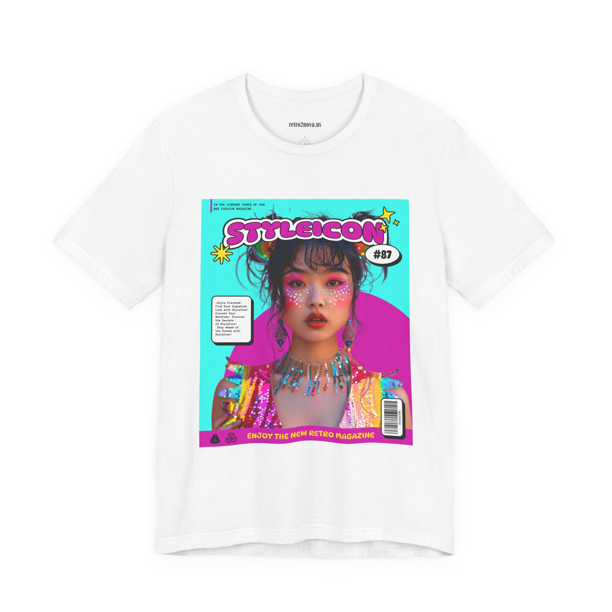 Magazine Cover Graphic Unisex Cotton Bella+Canvas Tee with Retro Poster ab32