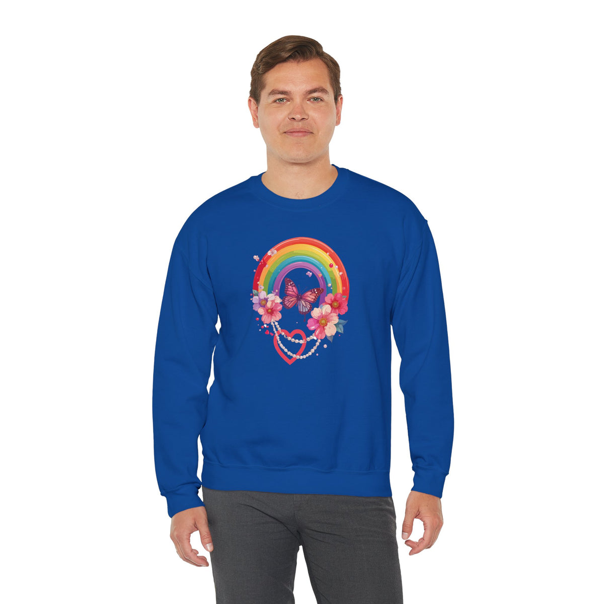 Rainbow Heart Sweatshirt, Floral Heart Sweatshirt, Floral Love Sweatshirt, Valentine's Day Sweatshirt, Rainbow Heart Floral Sweatshirt 106