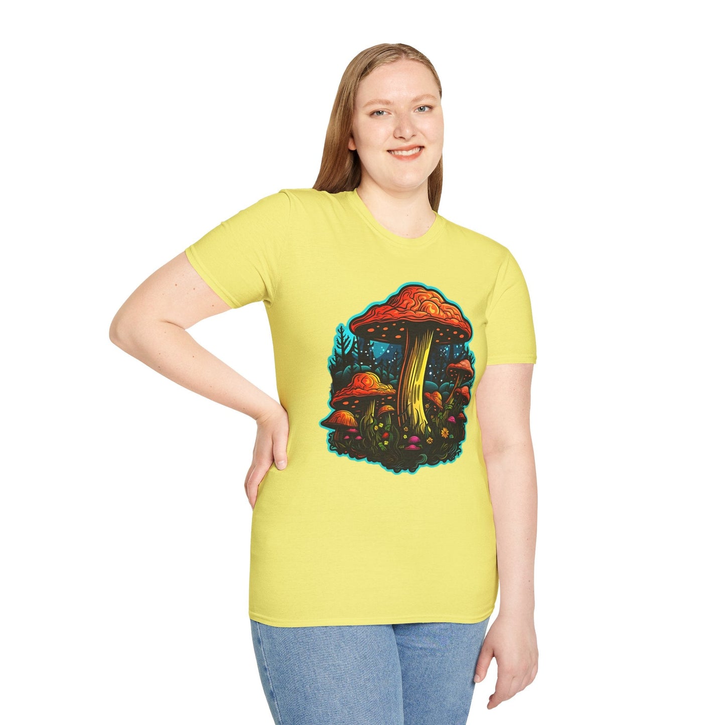 Mashroom Tee Shirt Unisex Softstyle 64000 With Funny Mashroom Fungus Graphic Design